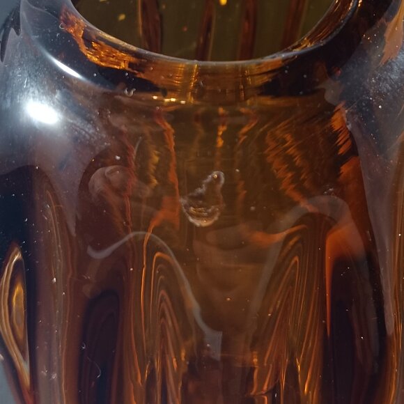 Vintage Swung Glass Vase Murano Style Amber - Picture 4 of 9